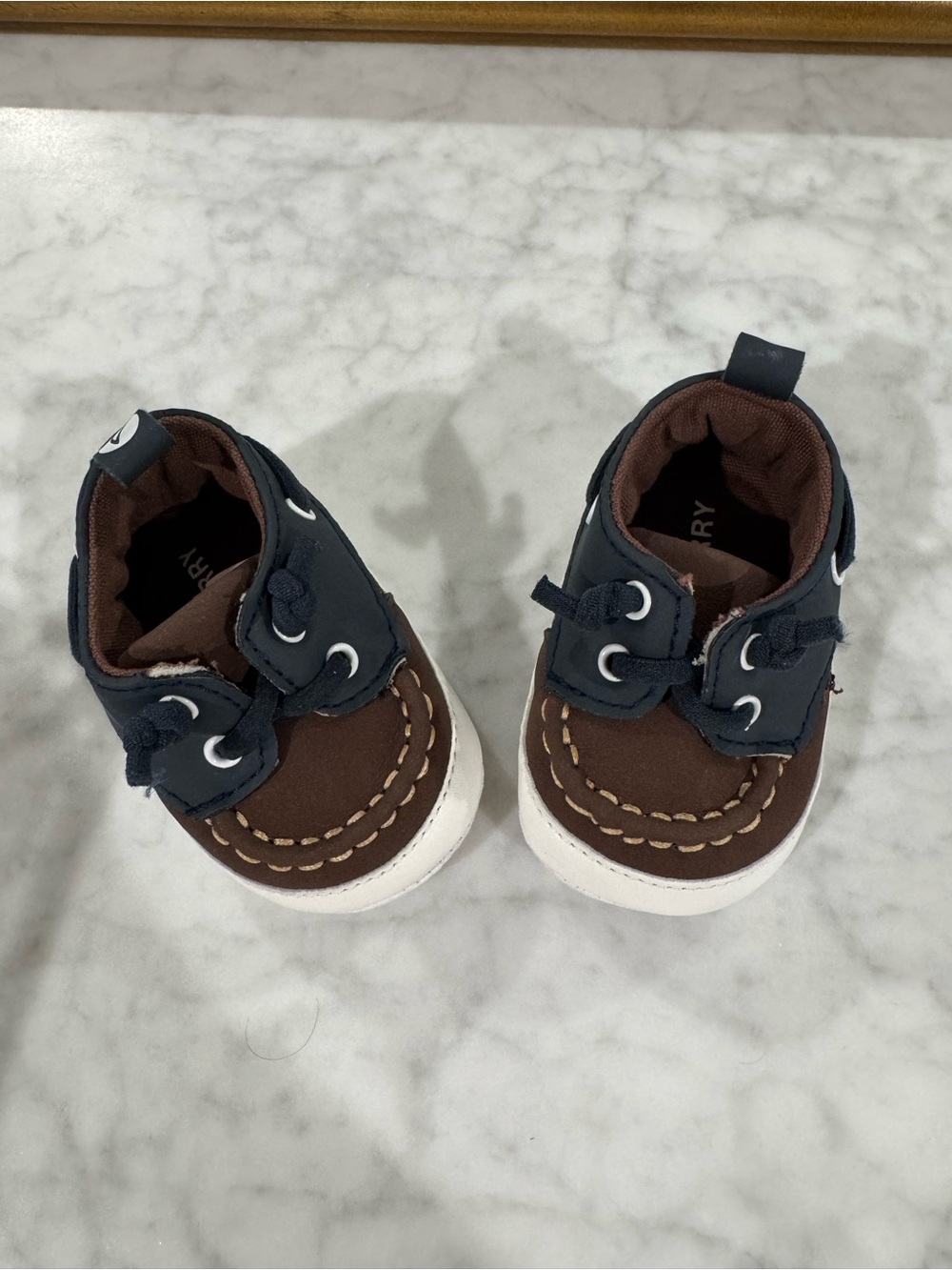 Baby Boy Brown & Navy Boat Shoes